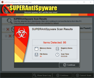 Superantispyware Scan Results