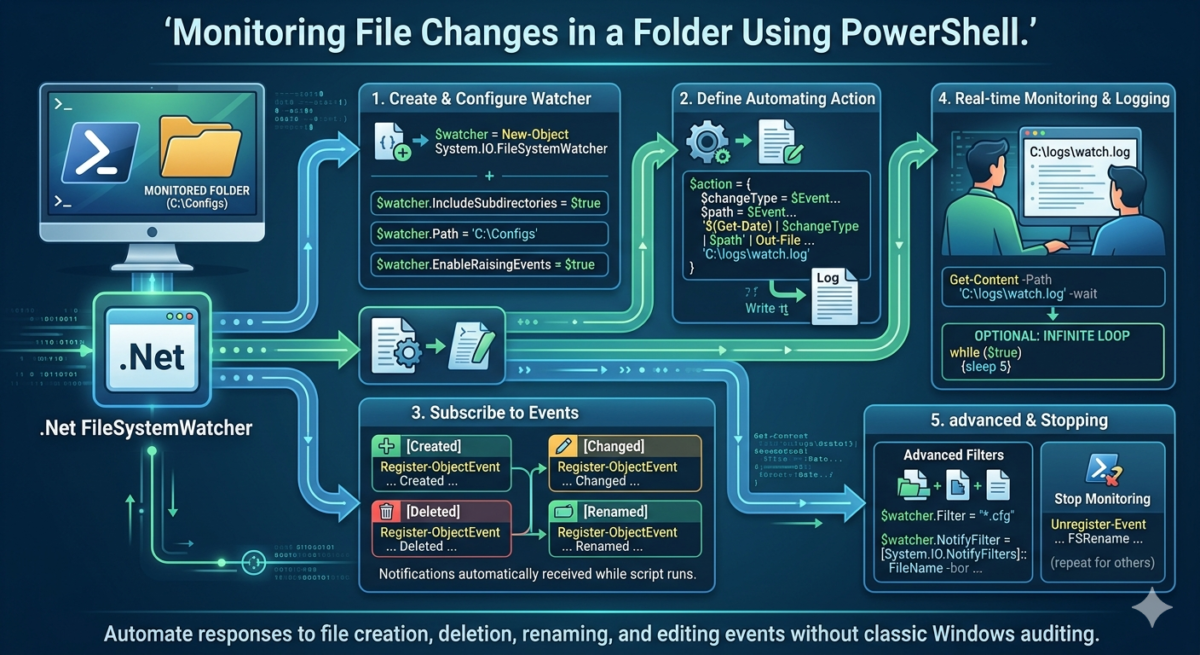 Monitoring File Changes in a Folder Using PowerShell