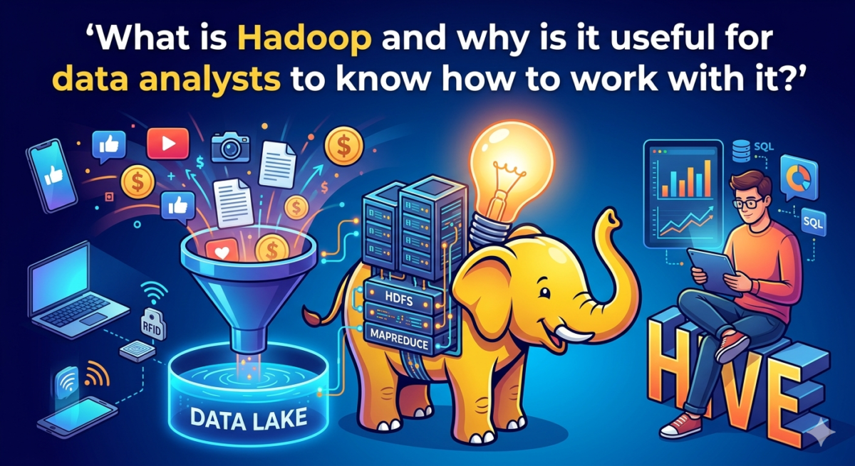 What is Hadoop and why is it useful for data analysts to know how to work with it?