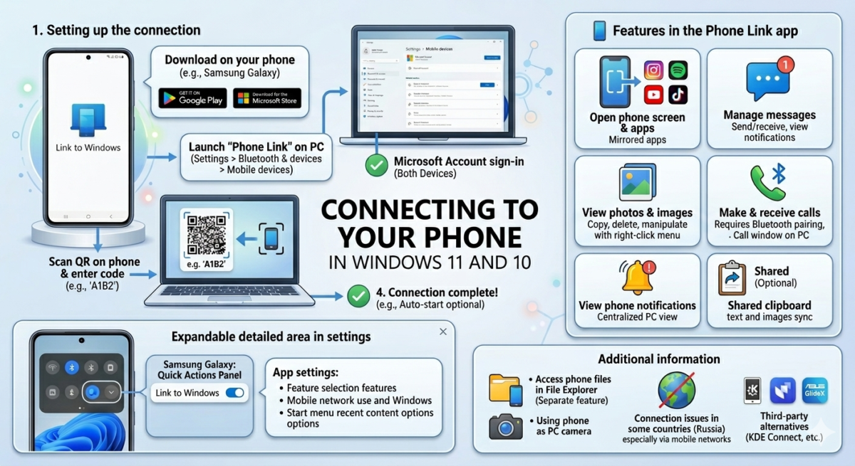 Connecting to your phone in Windows 11 and 10