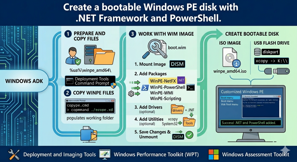 Create a bootable Windows PE disk with .NET Framework and PowerShell