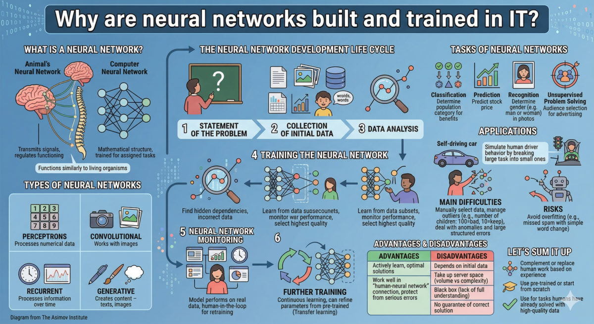 Why are neural networks built and trained in IT?